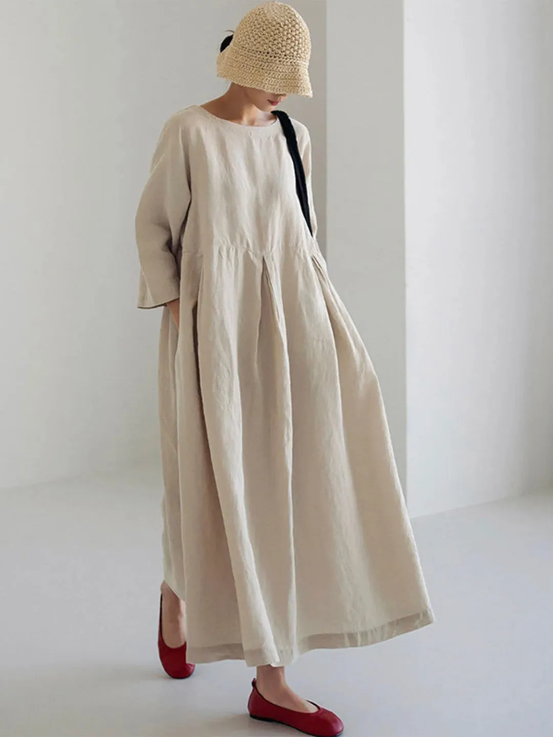 Isabel® | Loose linen dresses with side pockets