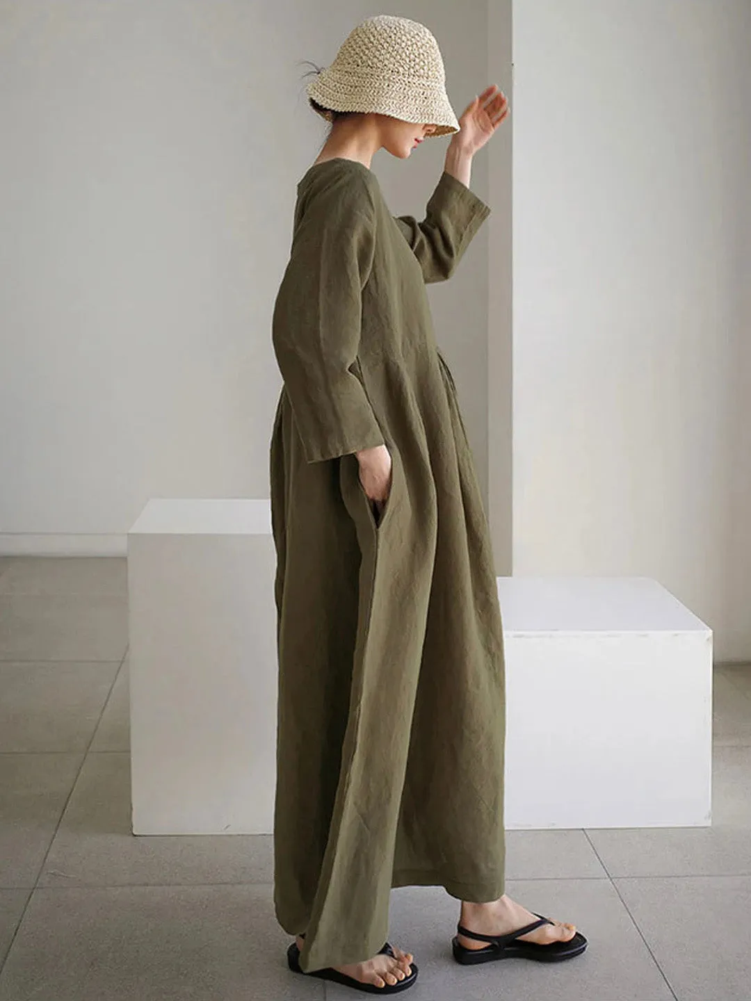 Isabel® | Loose linen dresses with side pockets