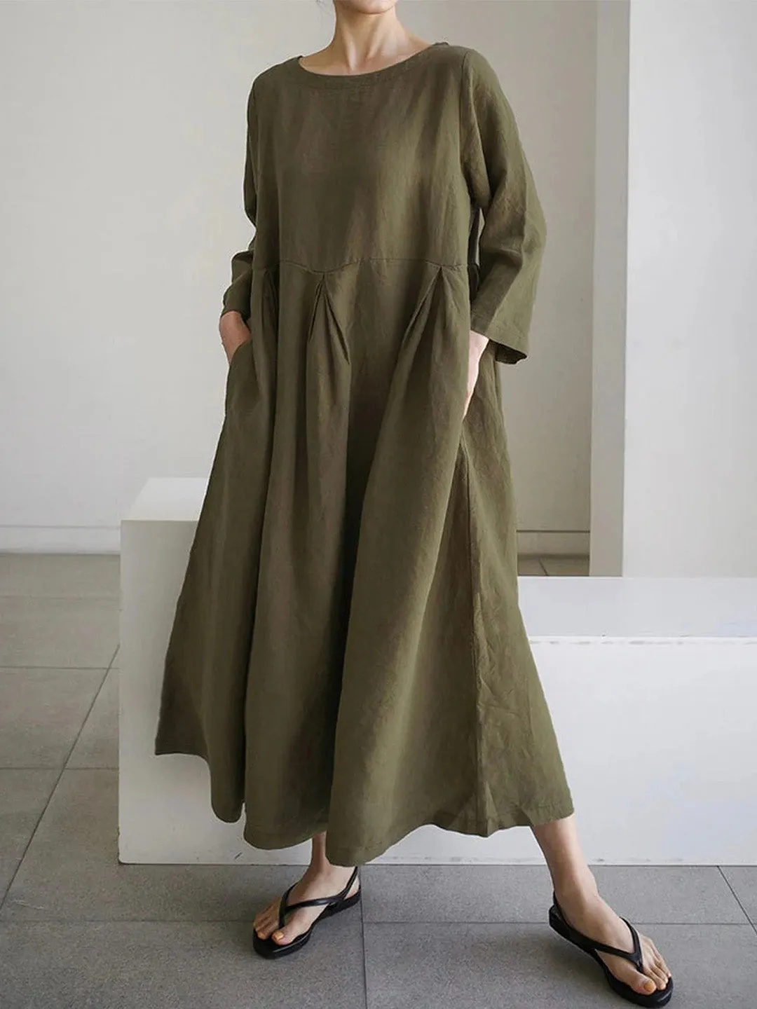 Isabel® | Loose linen dresses with side pockets