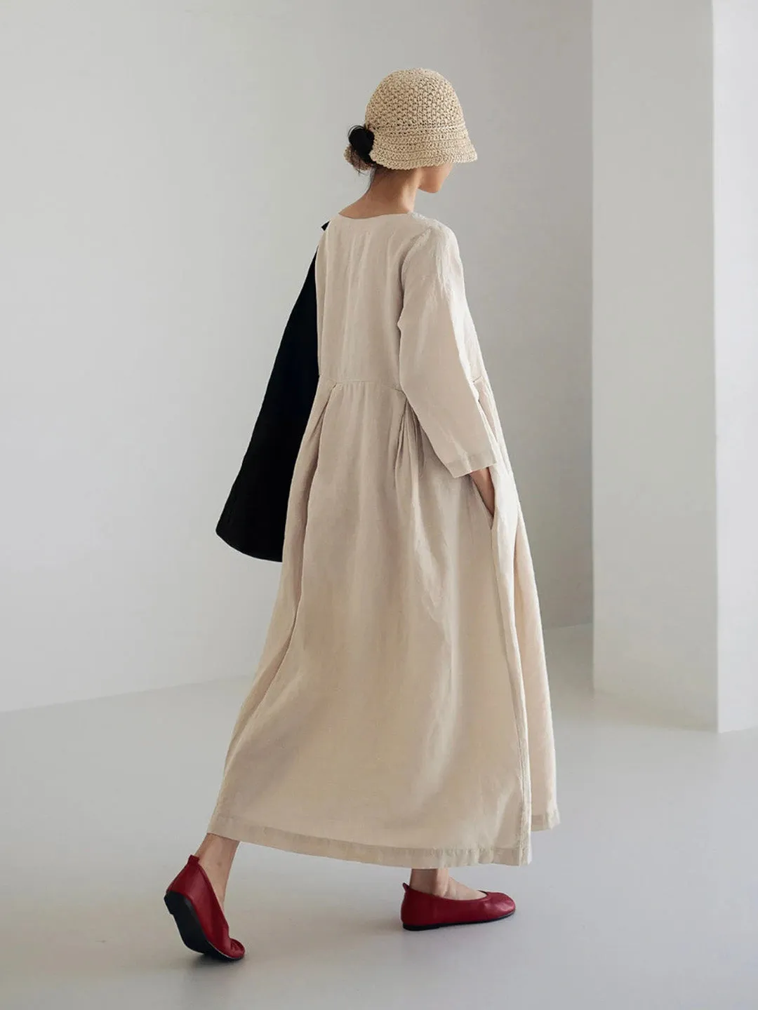 Isabel® | Loose linen dresses with side pockets