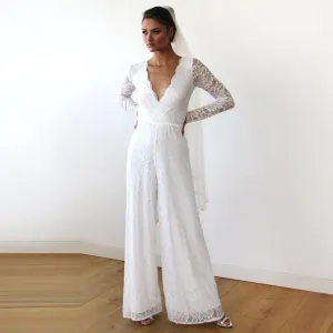 Ivory Wedding Lace Jumpsuit #1169