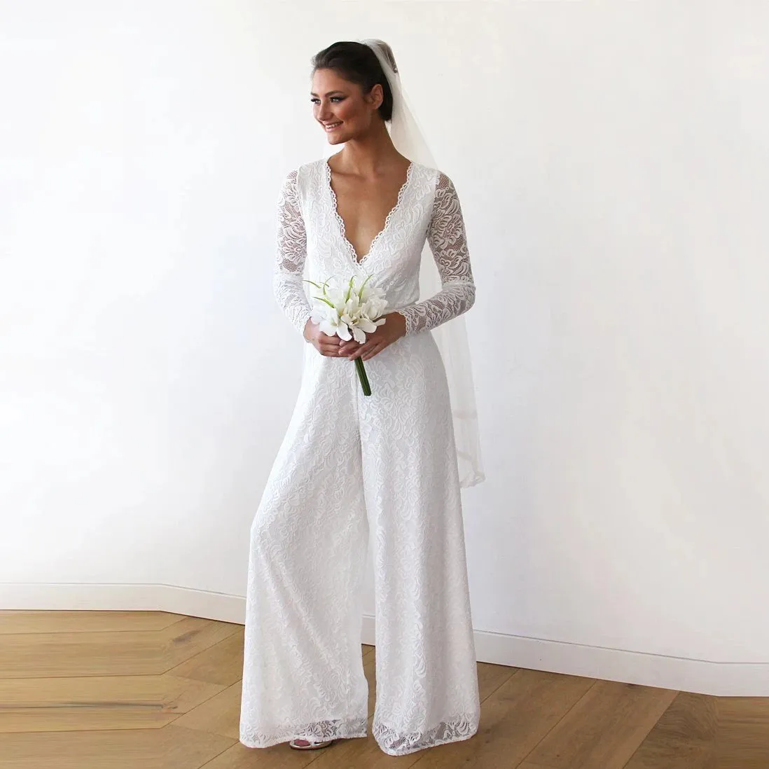 Ivory Wedding Lace Jumpsuit #1169