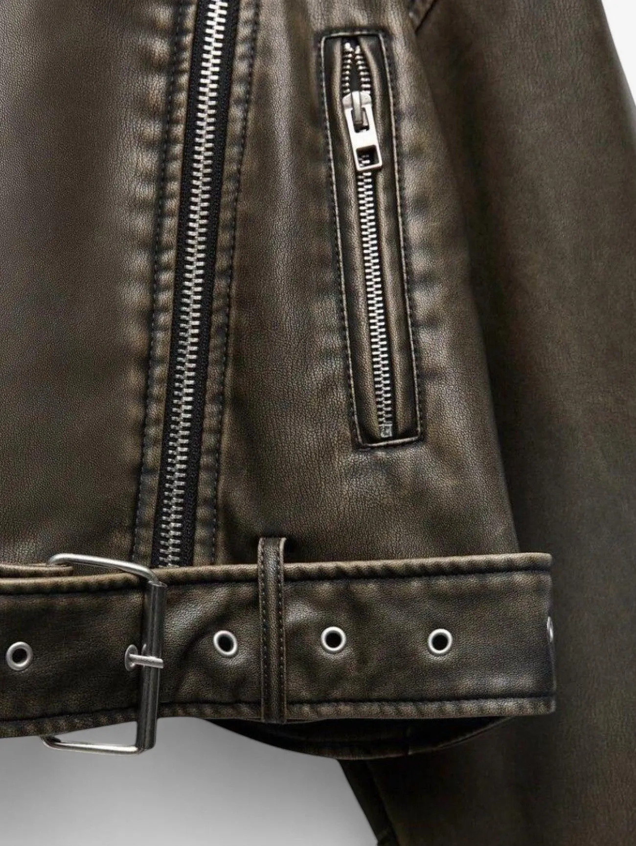 Jada | Women's Cropped Motorcycle Jacket Zipper Design with Belt