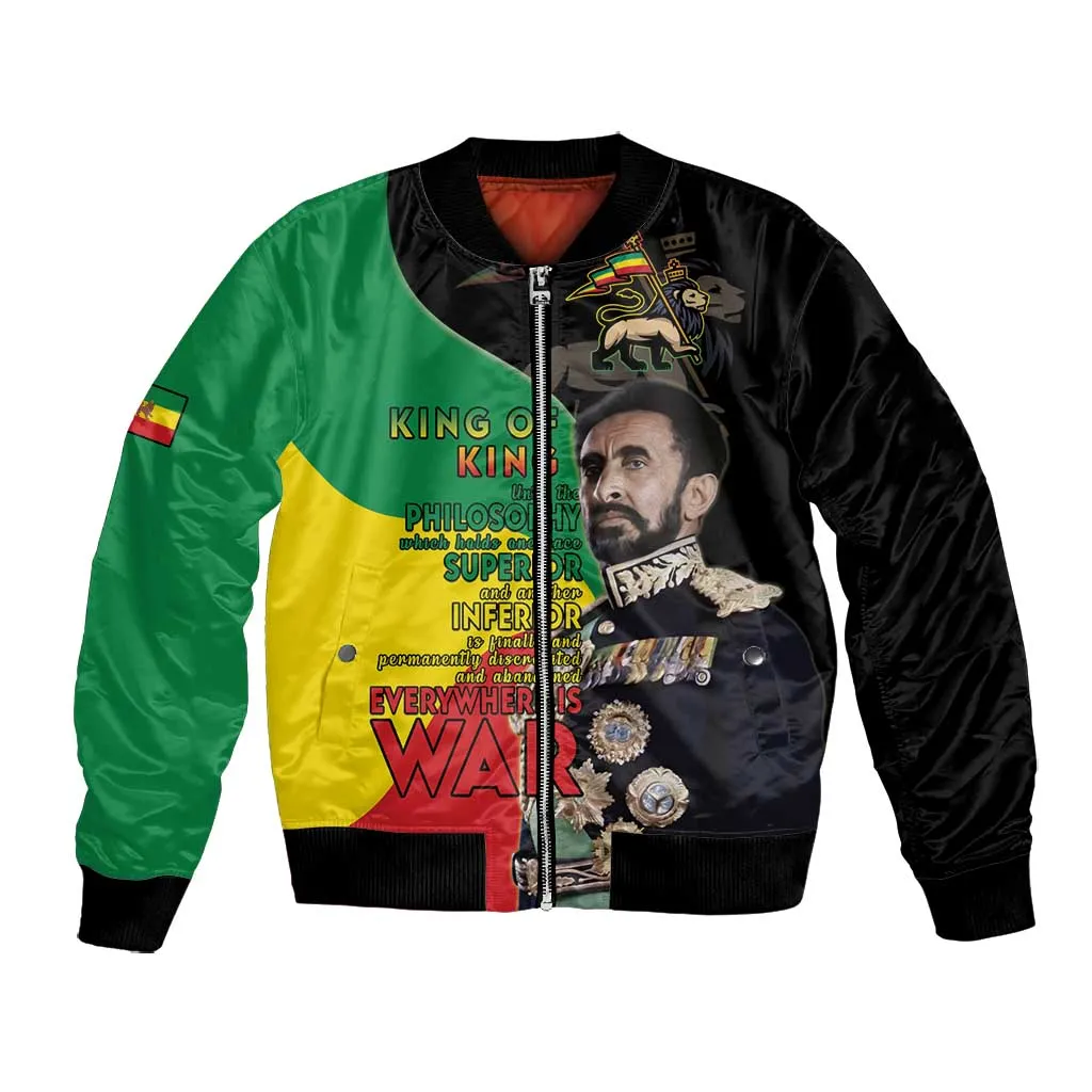 Jah Rastafari Bomber Jacket Haile Selassie LT15
