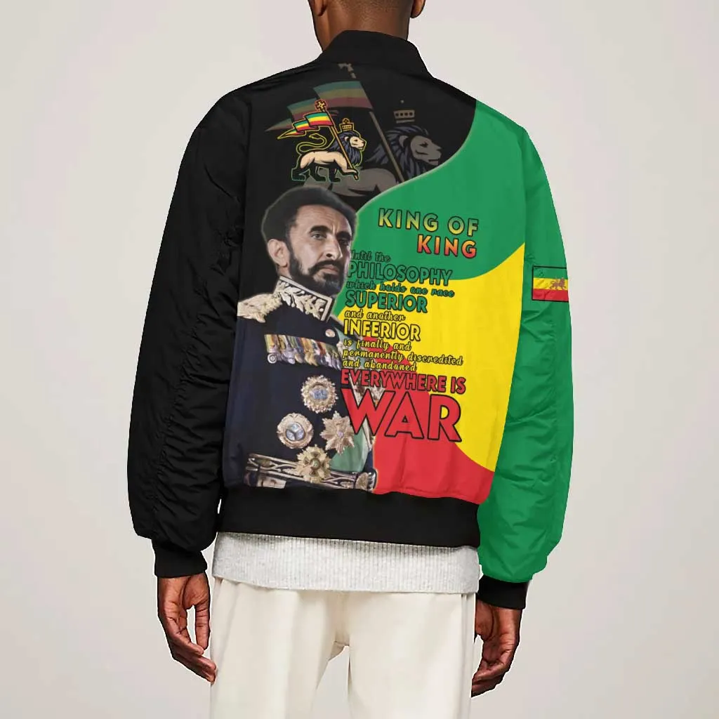 Jah Rastafari Bomber Jacket Haile Selassie LT15