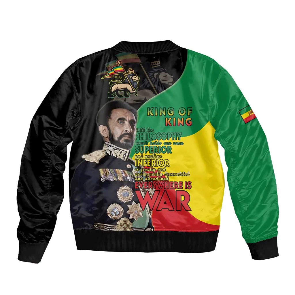 Jah Rastafari Bomber Jacket Haile Selassie LT15