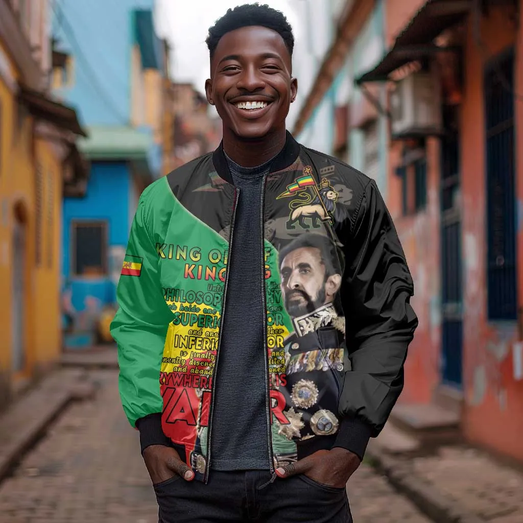 Jah Rastafari Bomber Jacket Haile Selassie LT15
