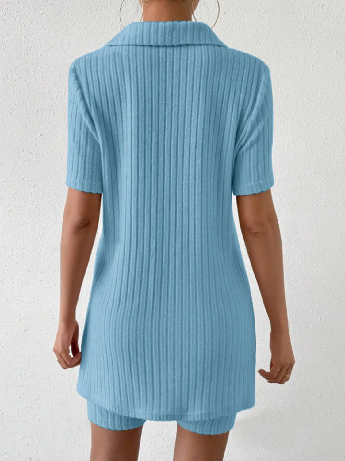 Janie Collar Short Sleeve Top and Shorts Set