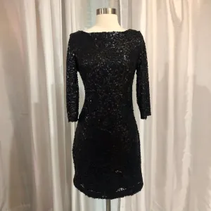 Jessica Howard Short Black Sequin Gown Size 4 & 8