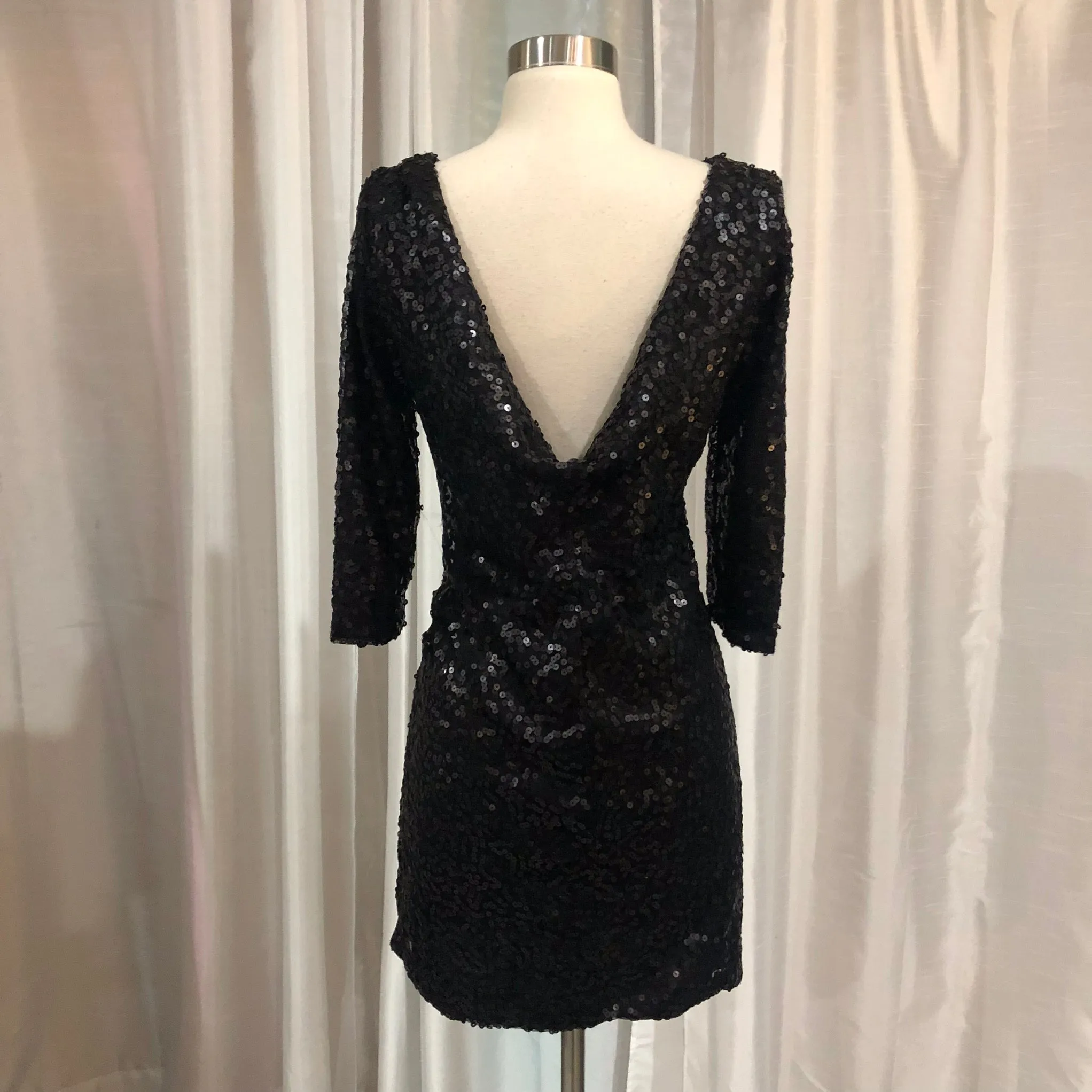Jessica Howard Short Black Sequin Gown Size 4 & 8