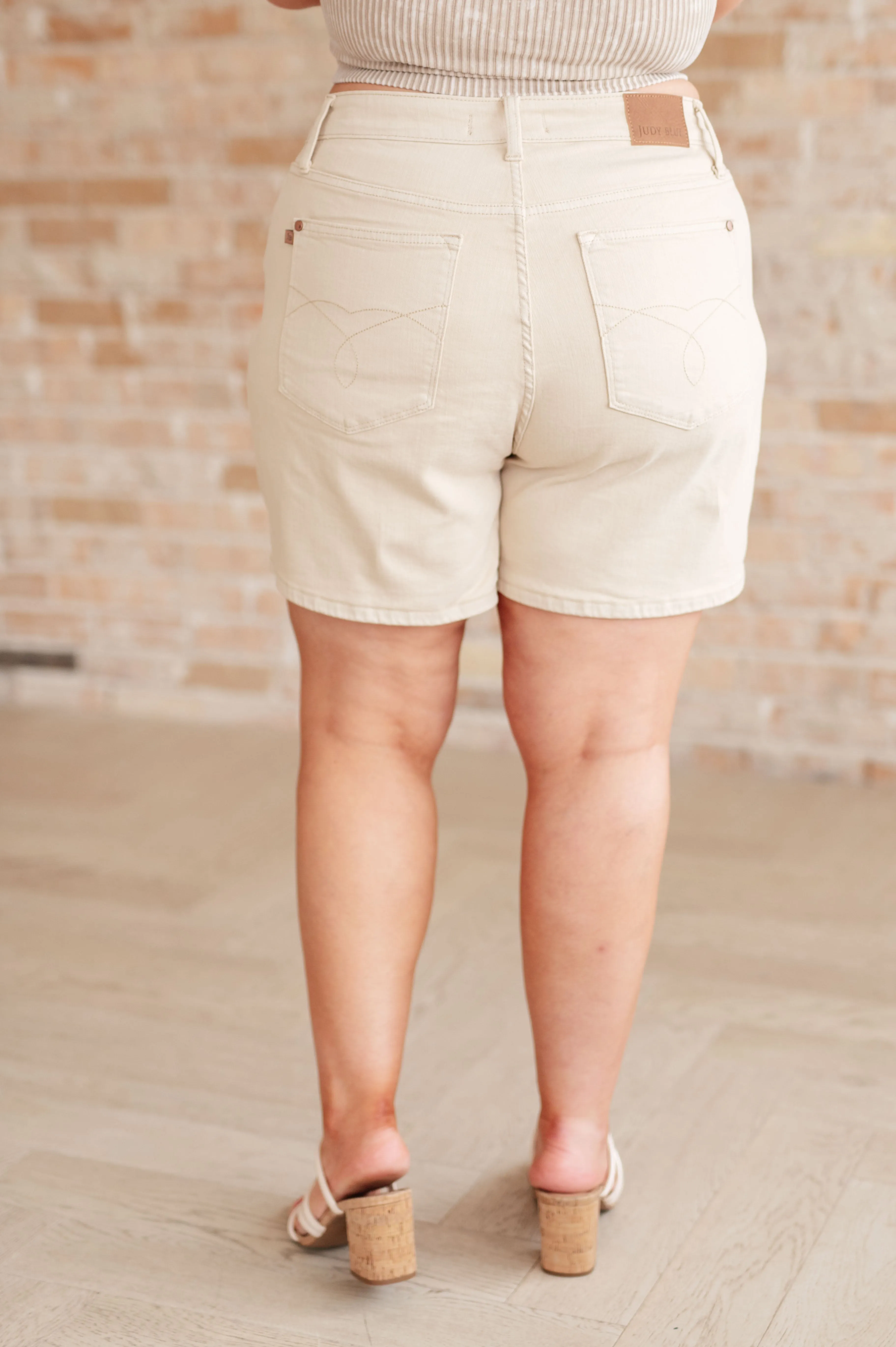Judy Blue Bone Greta High Rise Garment Dyed Shorts
