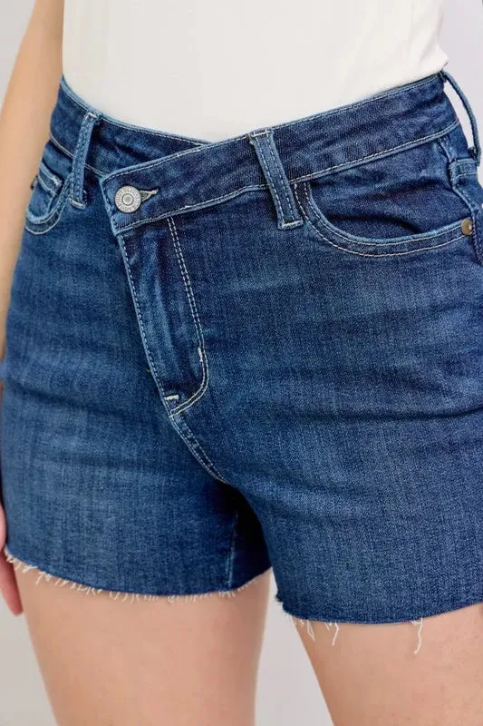 Judy Blue High Waist Criss-Cross Waistband Denim Shorts