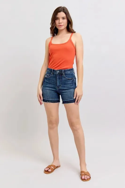 Judy Blue High Waist Tummy Control Destroy Release Hem Denim Shorts