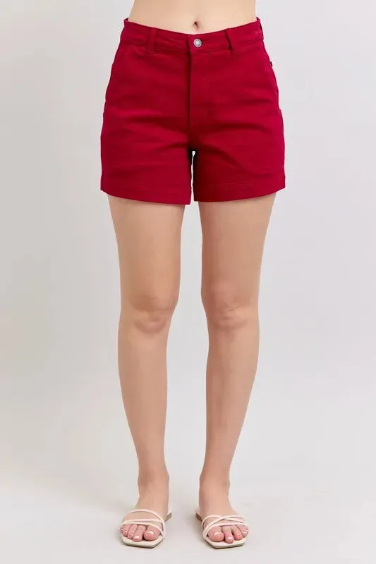 Judy Blue High Waist Tummy Control Garment Dyed Heart Shaped Denim Shorts