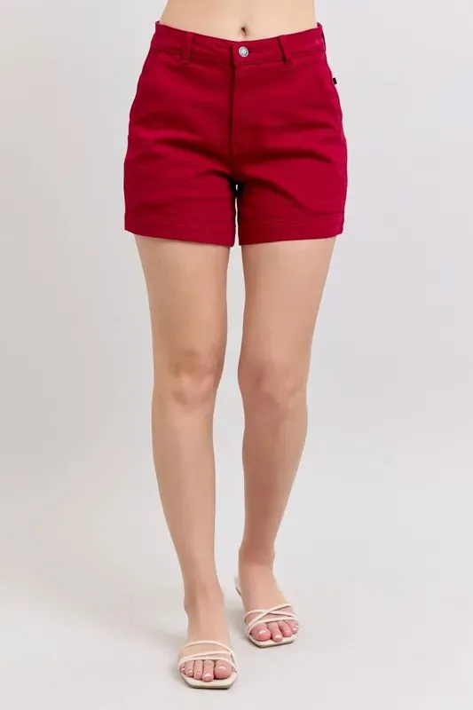 Judy Blue High Waist Tummy Control Garment Dyed Heart Shaped Denim Shorts