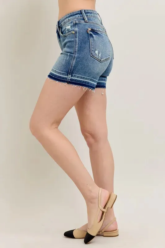 Judy Blue Mr Tummy Control Vintage Wash Release Hem Shorts
