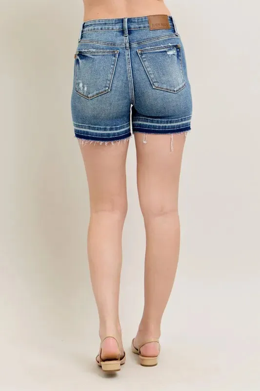 Judy Blue Mr Tummy Control Vintage Wash Release Hem Shorts