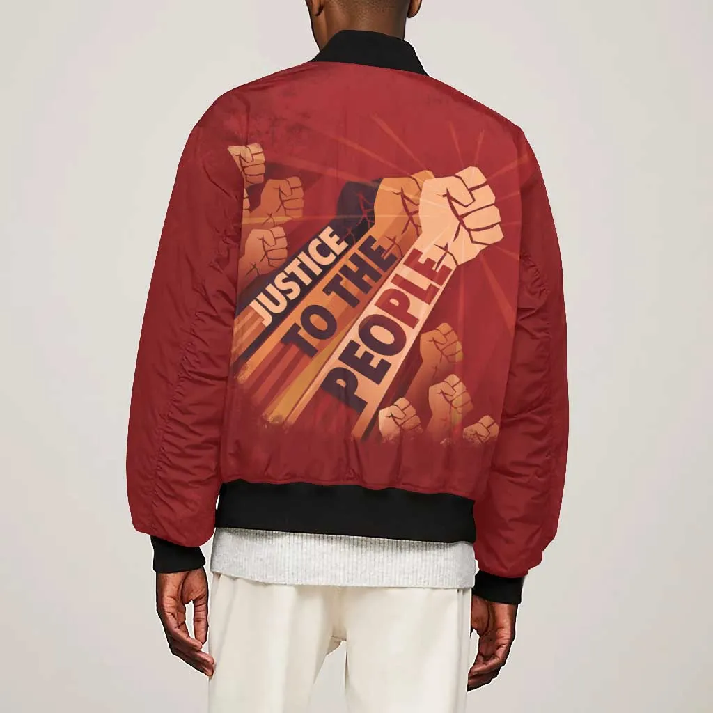 Justice To The People Africa Bomber Jacket Afro Raised Fist DT03