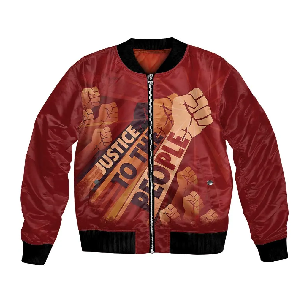 Justice To The People Africa Bomber Jacket Afro Raised Fist DT03