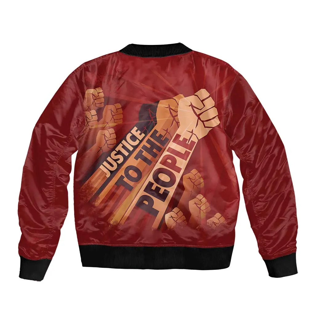 Justice To The People Africa Bomber Jacket Afro Raised Fist DT03