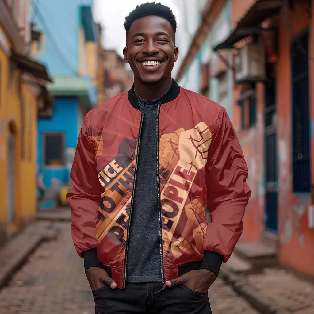 Justice To The People Africa Bomber Jacket Afro Raised Fist DT03
