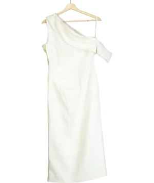 Karen Millen White Tailored One Shoulder Folded Maxi Dress UK 8