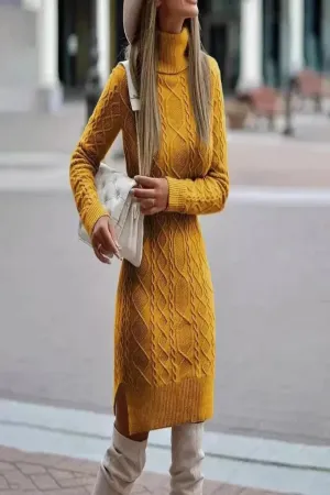 Knitted Turtleneck Sweater Dress