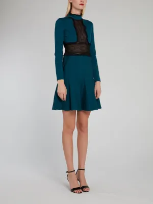 Lace Panel Godet Mini Dress