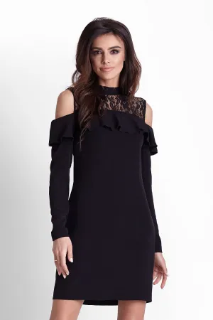 Lace-Trimmed Loose Mini Dress