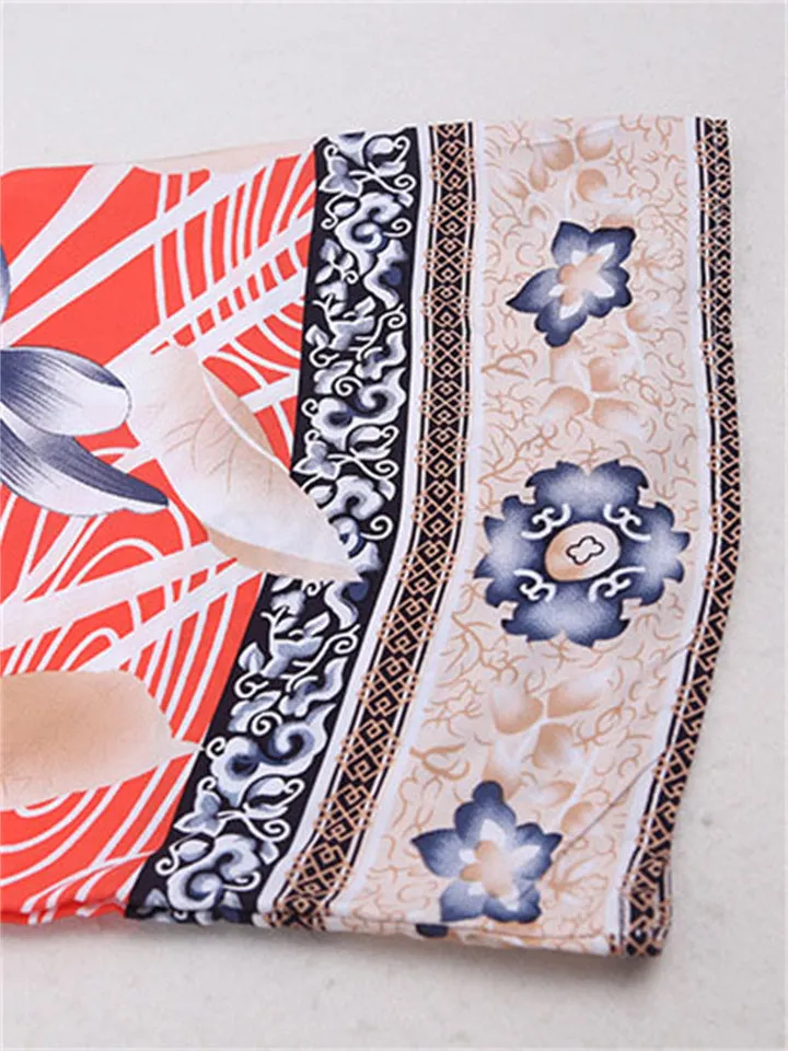 Ladies Beachwear Crane Floral Print Kimono Robe