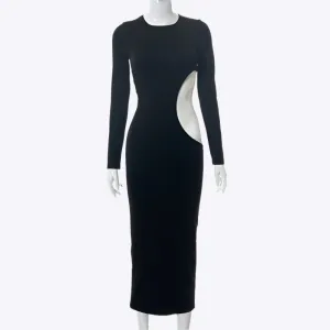 Lauren - Elegant Solid Color Woman's Long Sleeve Dress