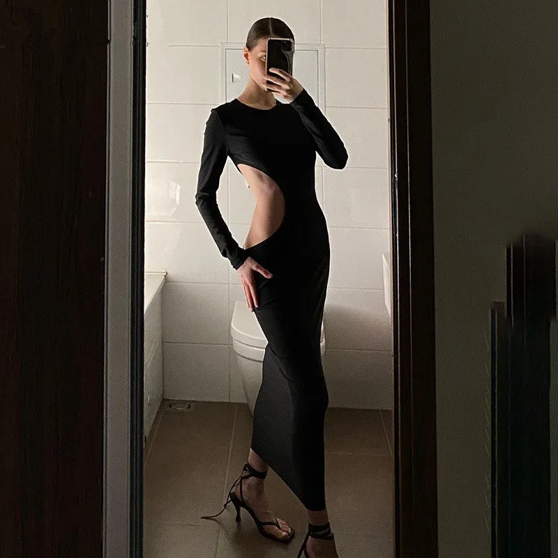 Lauren - Elegant Solid Color Woman's Long Sleeve Dress