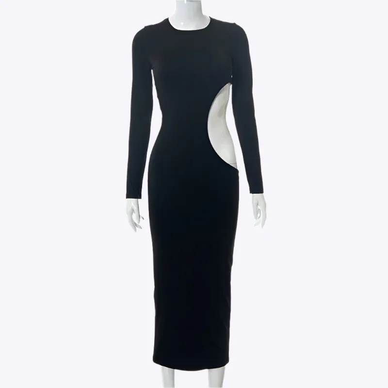 Lauren - Elegant Solid Color Woman's Long Sleeve Dress
