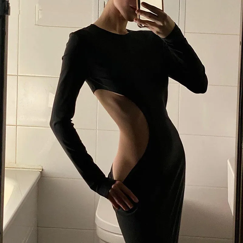 Lauren - Elegant Solid Color Woman's Long Sleeve Dress