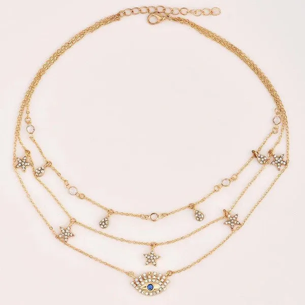 Layered Admiration Eye Necklace