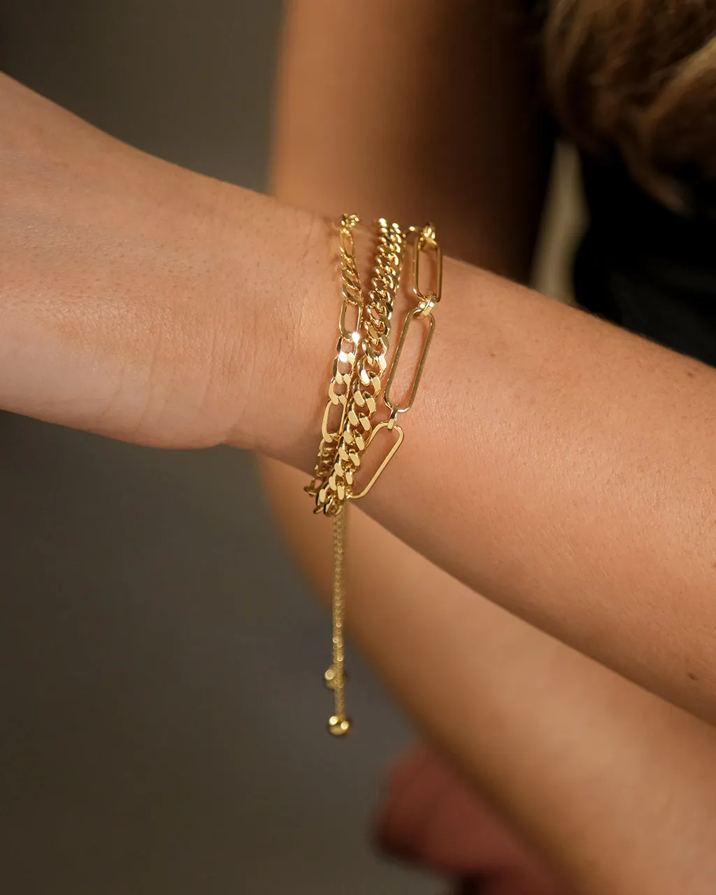 Layered Chain Bolo Bracelet