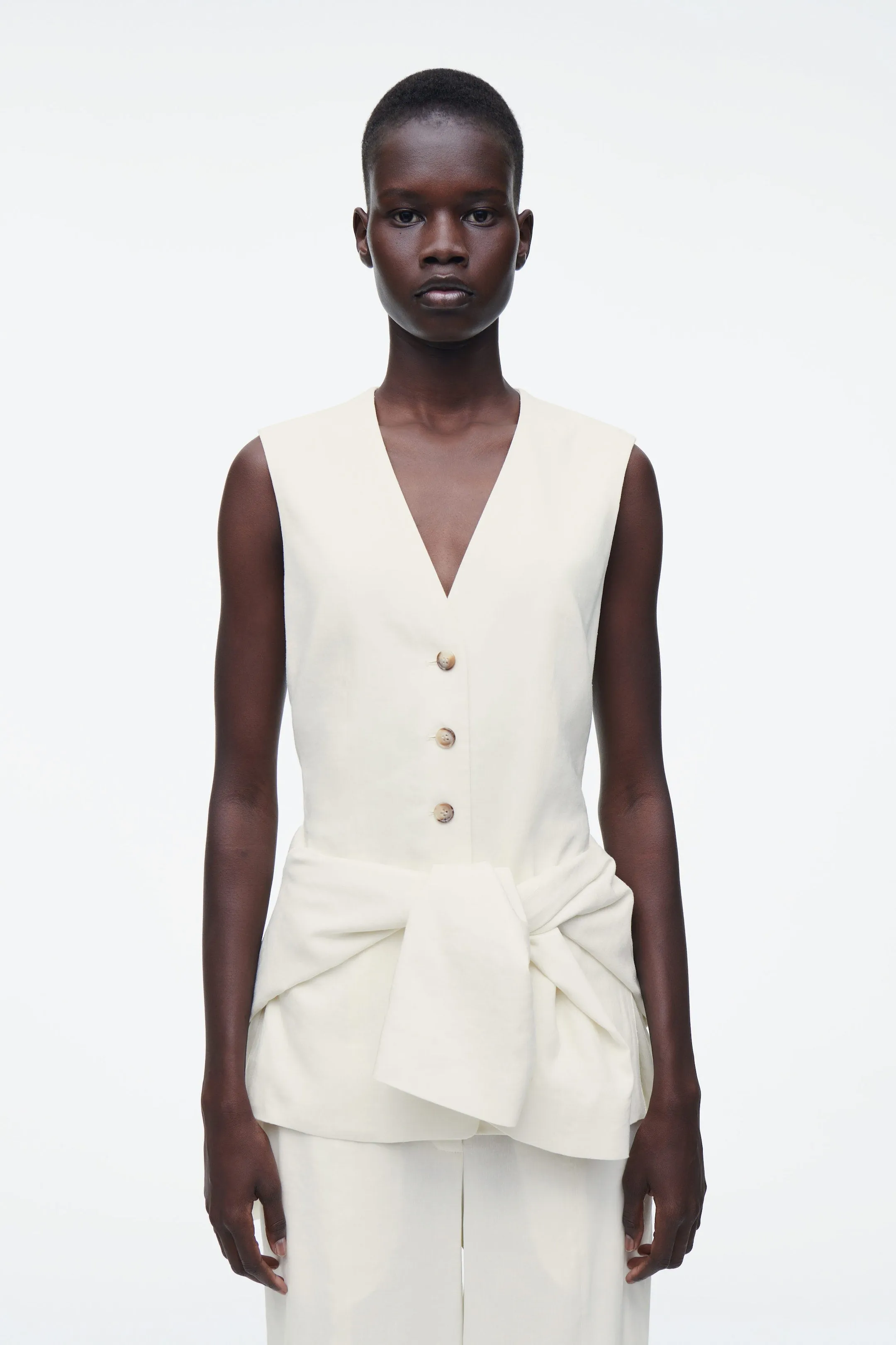 Layered linen-blend blazer