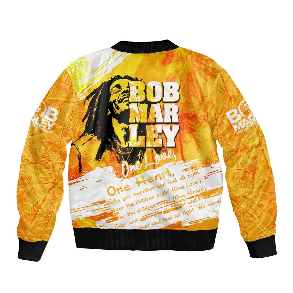 Legend Bob Reggae Afro Bomber Jacket One Love One Heart Tropical Leaf DT02