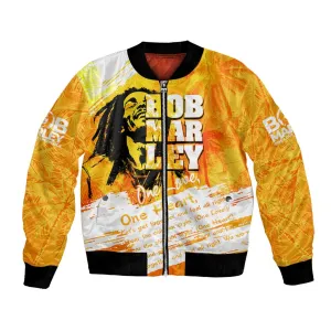 Legend Bob Reggae Afro Bomber Jacket One Love One Heart Tropical Leaf DT02