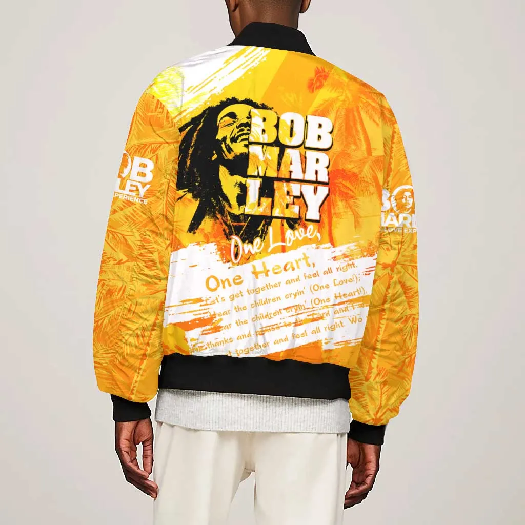 Legend Bob Reggae Afro Bomber Jacket One Love One Heart Tropical Leaf DT02