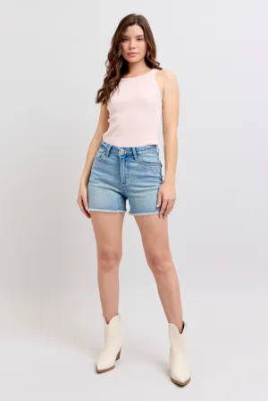 Light High Waist Western Embroidery Cut Off Judy Blue Shorts 2/26/25 9650