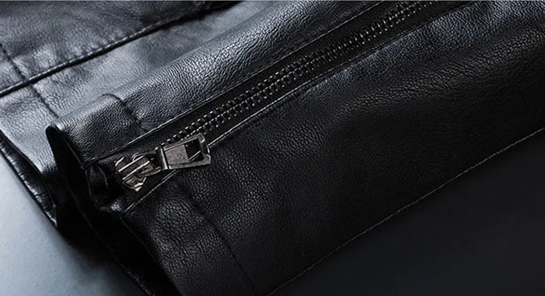 Lightweight and Easy-to-Clean Zip-up PU Jacket for Fashionable Men
