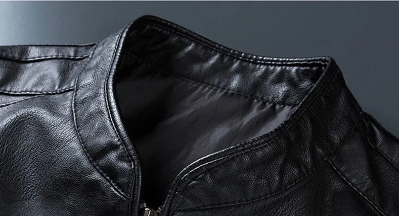 Lightweight and Easy-to-Clean Zip-up PU Jacket for Fashionable Men