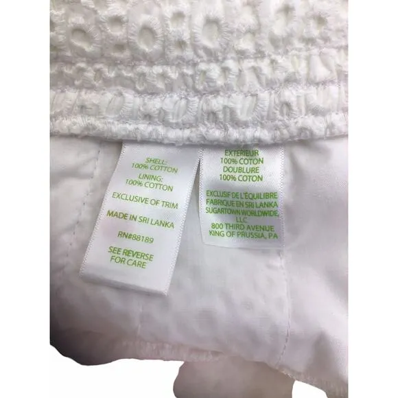 Lilly Pulitzer White Eyelet Baybreeze Shorts Size Extra Small New NWT