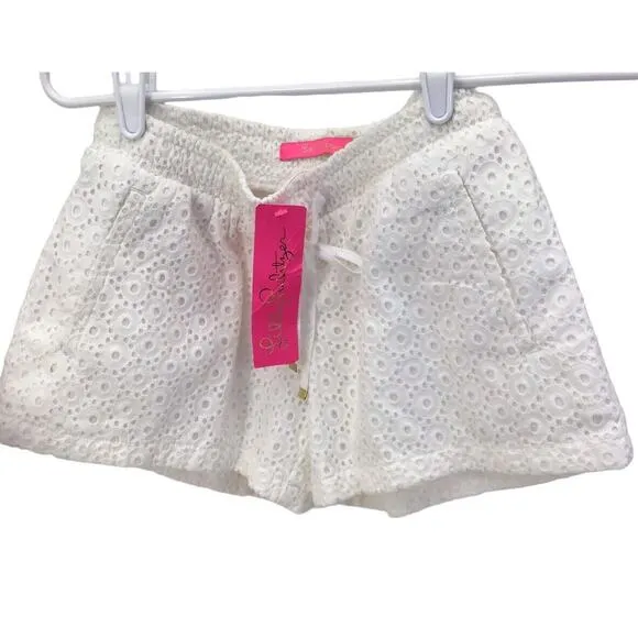 Lilly Pulitzer White Eyelet Baybreeze Shorts Size Extra Small New NWT