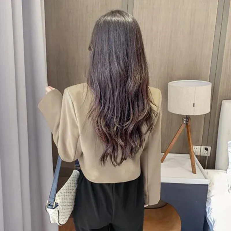 Long Sleeve Button Up Suit Jacket Woman Elegant All Match Office Blazer Female