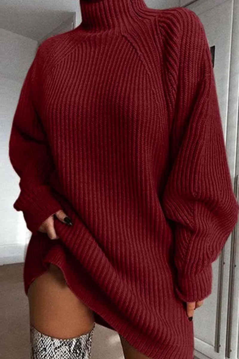 Loose High Neck Striped Mini Dress