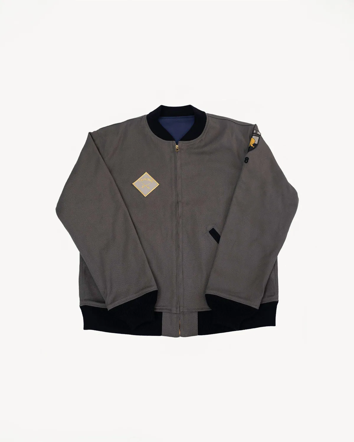 Lot JG-24 - Reversible Cadet's Varsity Jacket w/Patches - Grey, Blue