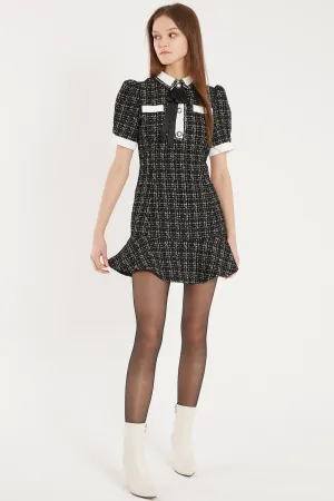 Lourdes Tweed Trumpet Mini Dress