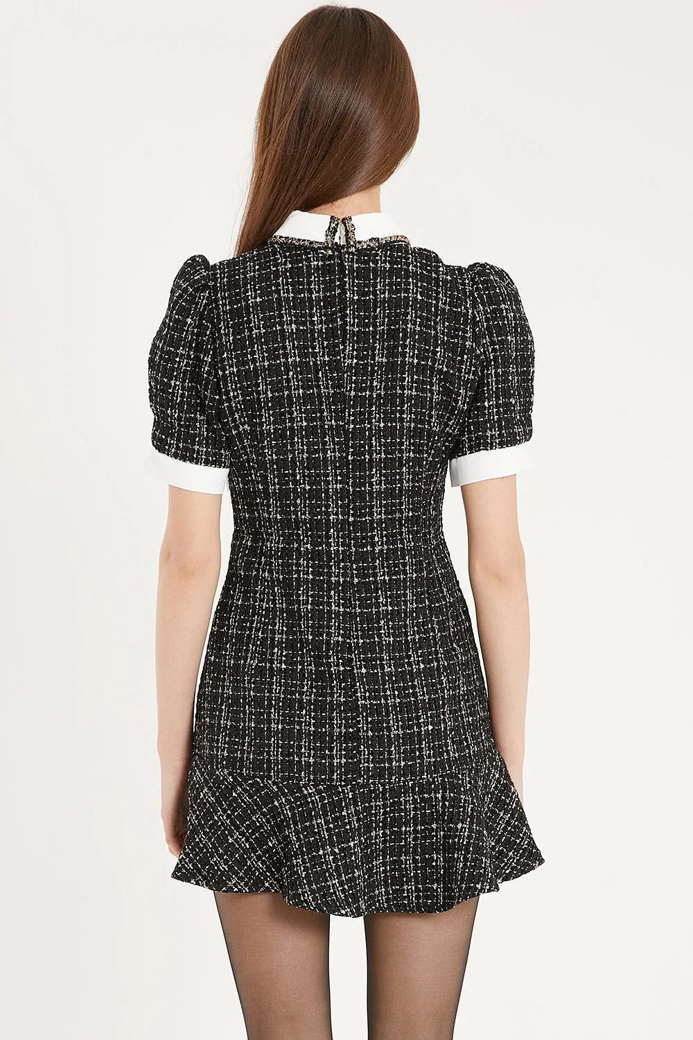 Lourdes Tweed Trumpet Mini Dress